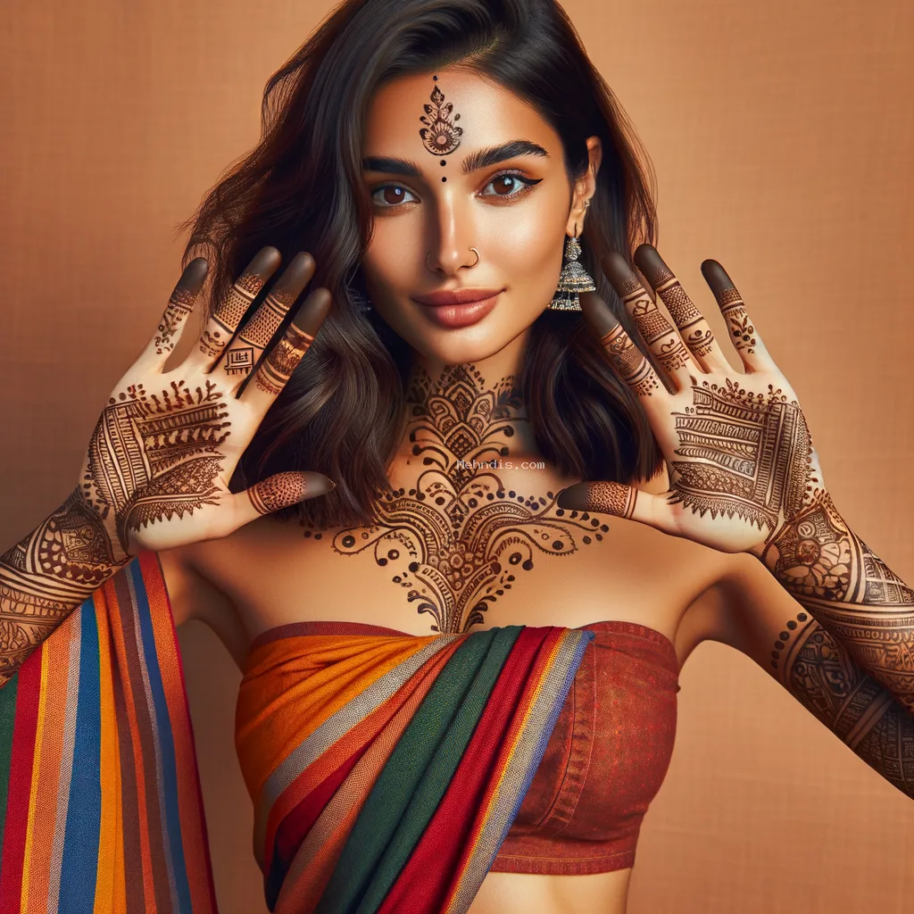 home 33 Beautiful Rajasthani mehndi design applied on a woman's hand for Beach Vacation with intricate patterns and detailed motifs