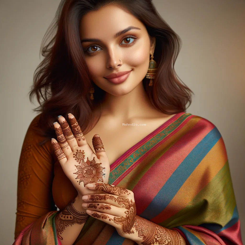 home 30 Beautiful Bridal mehndi design applied on a woman's hand for Karwa Chauth with intricate patterns and detailed motifs