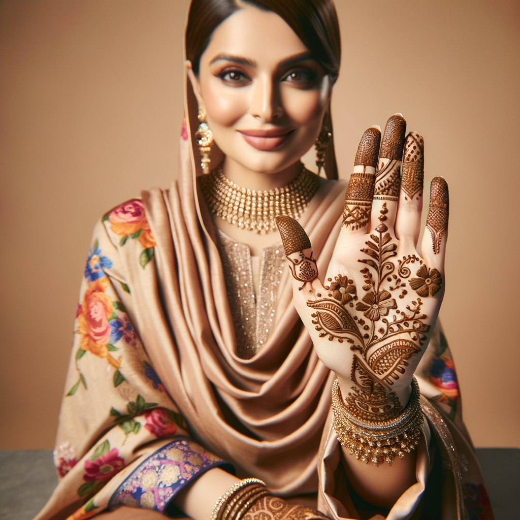 Stunning Pakistani Mehndi Pattern for Yoga Session on Hands 1 Beautiful Pakistani mehndi design applied on a woman's hand for Yoga Session with intricate patterns and detailed motifs - rotated view