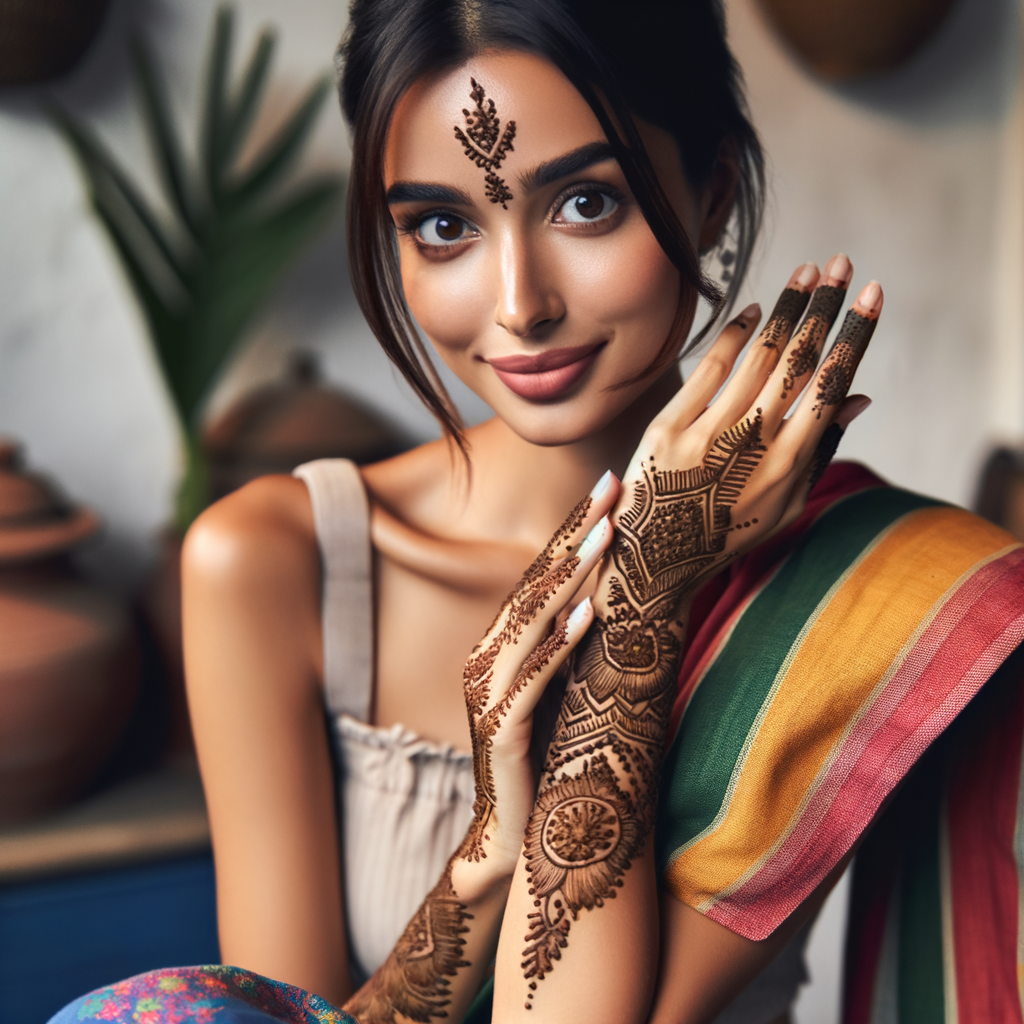 Intricate Pakistani Mehndi Pattern for Fashion Event 1 Beautiful Pakistani mehndi design applied on a woman's hand for Fashion Event with intricate patterns and detailed motifs - rotated view