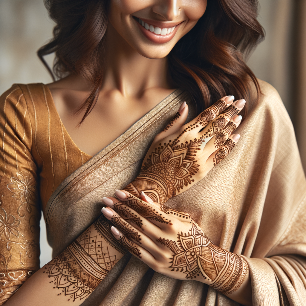 Elegant Geometric Mehndi Art for lifestyle and beauty Celebration 1 Beautiful Geometric mehndi design applied on a woman's hand for lifestyle and beauty with intricate patterns and detailed motifs - rotated view