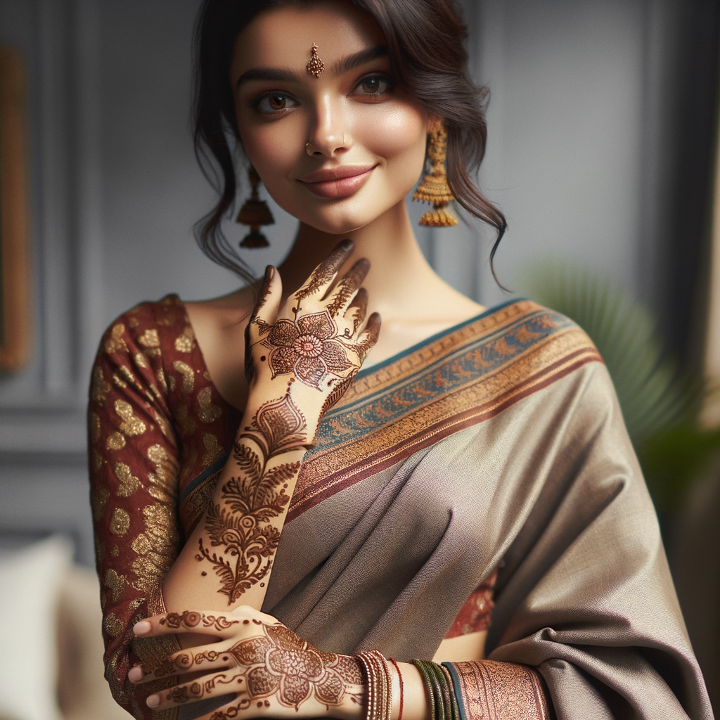 Beautiful Floral Mehndi Design for Janmashtami 1 Beautiful Floral mehndi design applied on a woman's hand for Janmashtami with intricate patterns and detailed motifs - rotated view