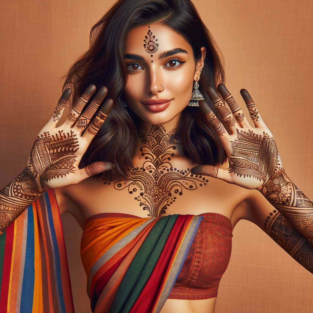 Beautiful Rajasthani Mehndi Design for Beach Vacation 1 Beautiful Rajasthani mehndi design applied on a woman's hand for Beach Vacation with intricate patterns and detailed motifs - rotated view