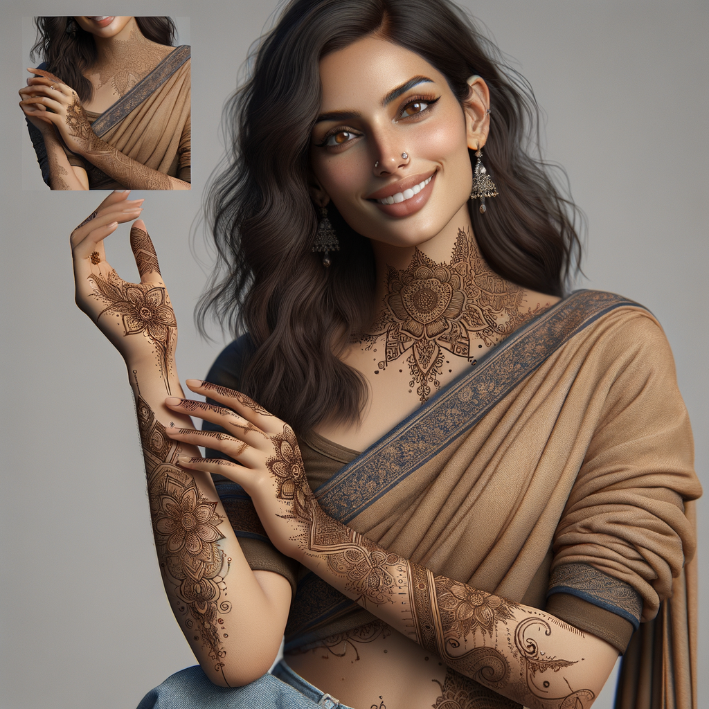 Stunning Contemporary Mehndi Pattern for special day on Hands 1 Beautiful Contemporary mehndi design applied on a woman's hand for Spa Day with intricate patterns and detailed motifs - rotated view