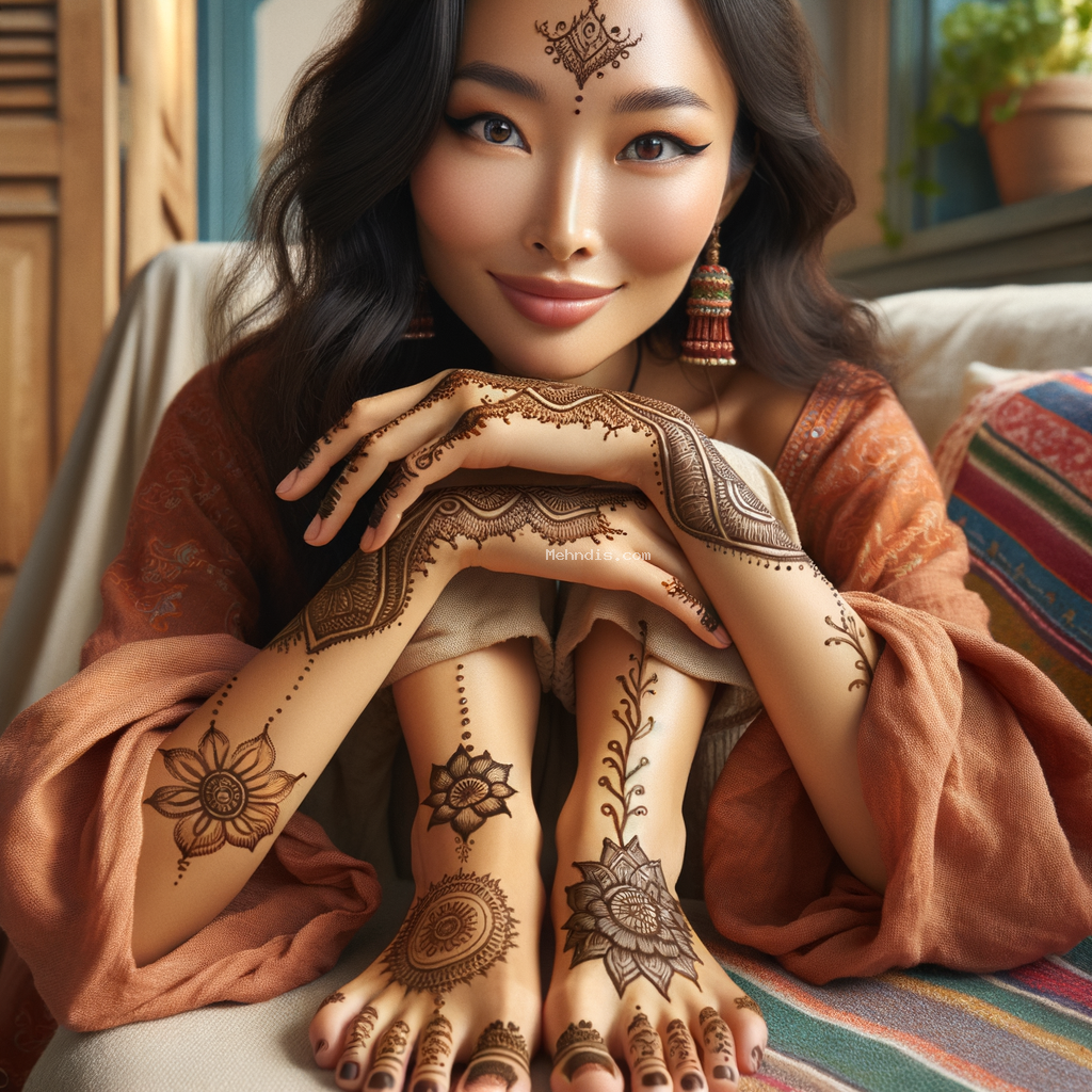 Beautiful Lotus mehndi design applied on a woman's foot for Janmashtami with intricate patterns and detailed motifs