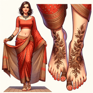 Beautiful Arabic mehndi design applied on a woman's foot for Special Occasion with intricate patterns and detailed motifs