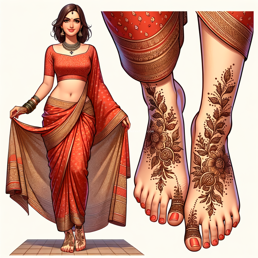 home 12 Beautiful Arabic mehndi design applied on a woman's foot for Special Occasion with intricate patterns and detailed motifs