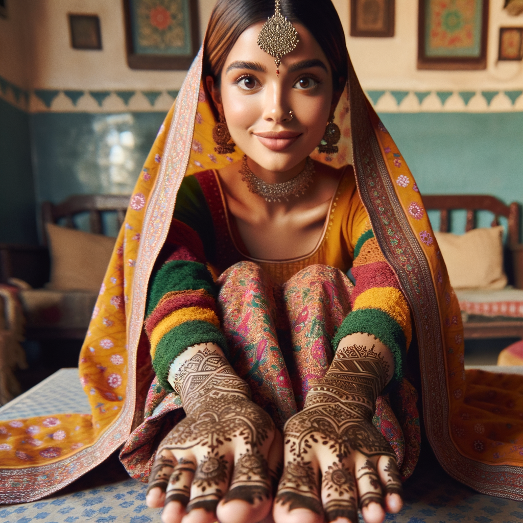 Traditional Pakistani Mehndi Design for Bhai Dooj on Feet 1 Beautiful Pakistani mehndi design applied on a woman's foot for Bhai Dooj with intricate patterns and detailed motifs - rotated view