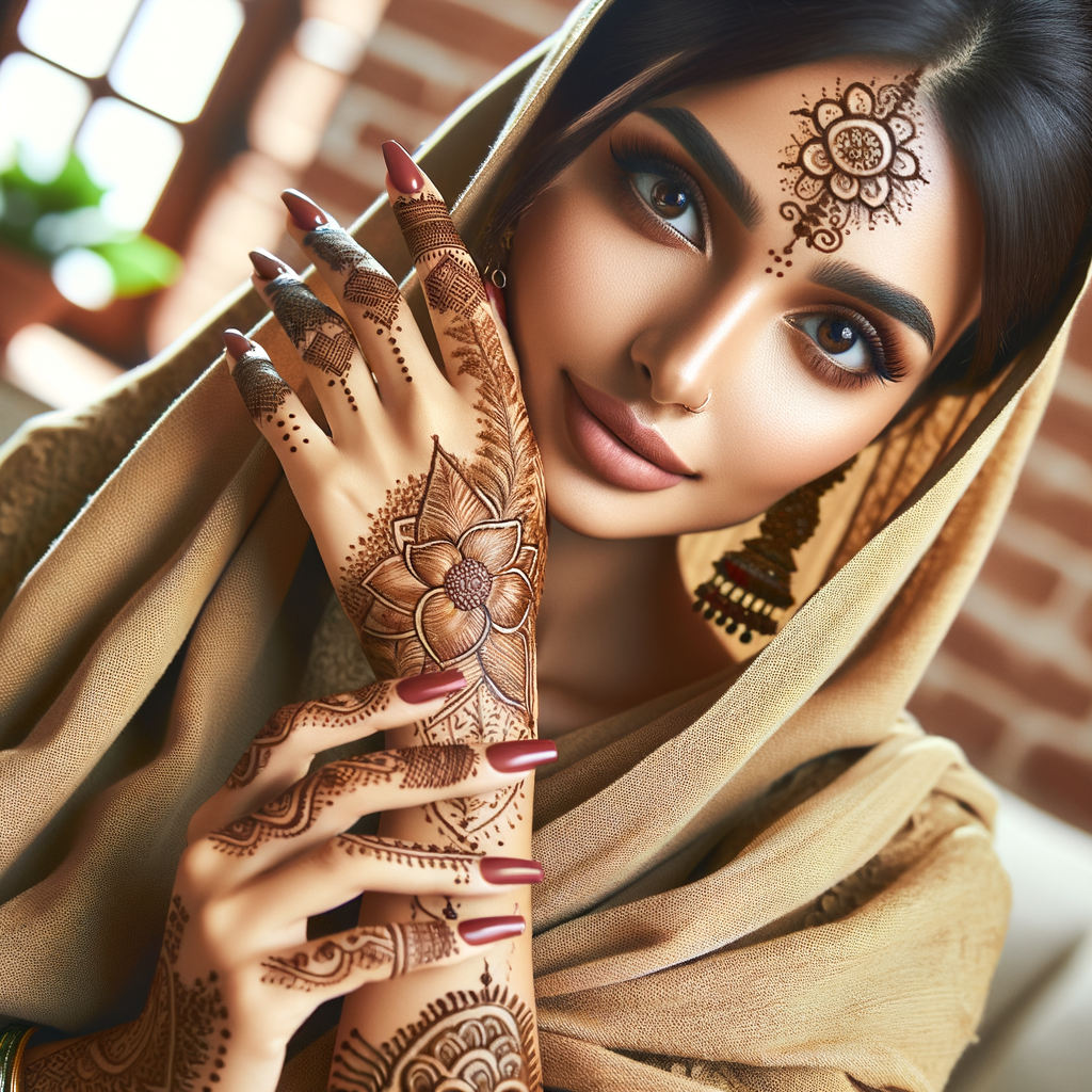 Elegant Indo-Arabic Mehndi Art for Eid Celebration 1 Beautiful Indo-Arabic mehndi design applied on a woman's foot for Eid with intricate patterns and detailed motifs - rotated view