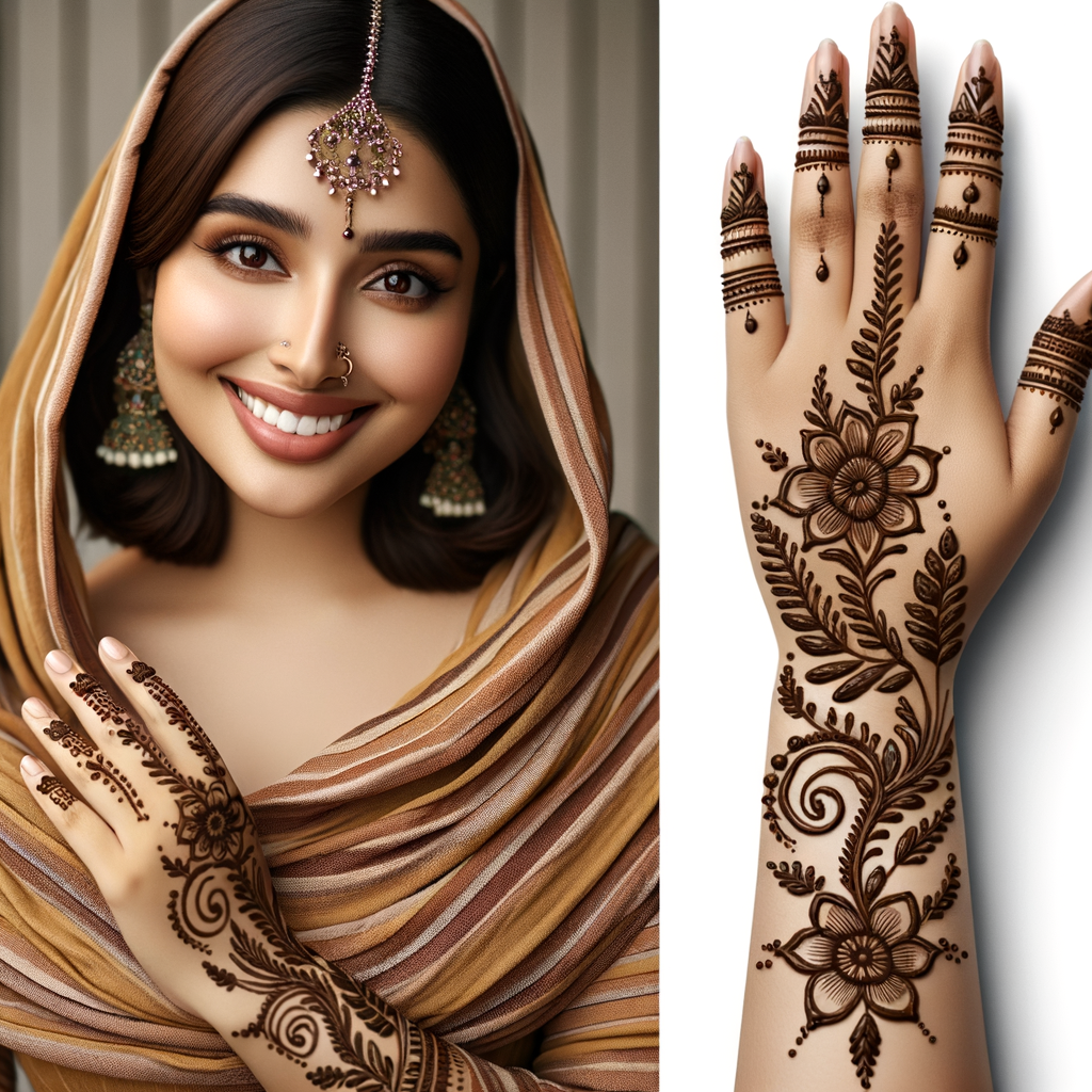 Elegant Arabic Mehndi Art for Raksha Bandhan Celebration 8 Beautiful Arabic mehndi design applied on a woman's foot for Raksha Bandhan with intricate patterns and detailed motifs - rotated view
