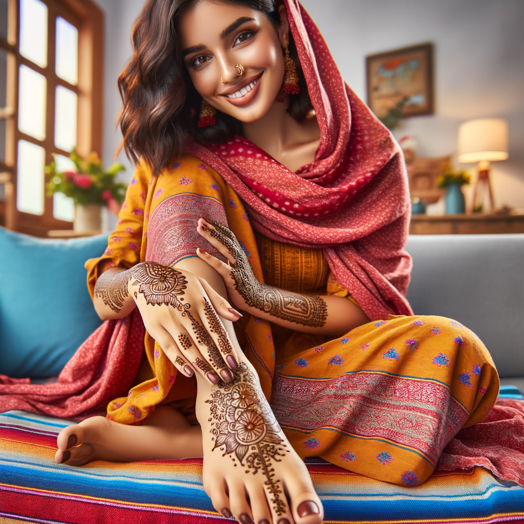Traditional Contemporary Mehndi Design for Karwa Chauth on Feet 1 Beautiful Contemporary mehndi design applied on a woman's foot for Karwa Chauth with intricate patterns and detailed motifs - rotated view